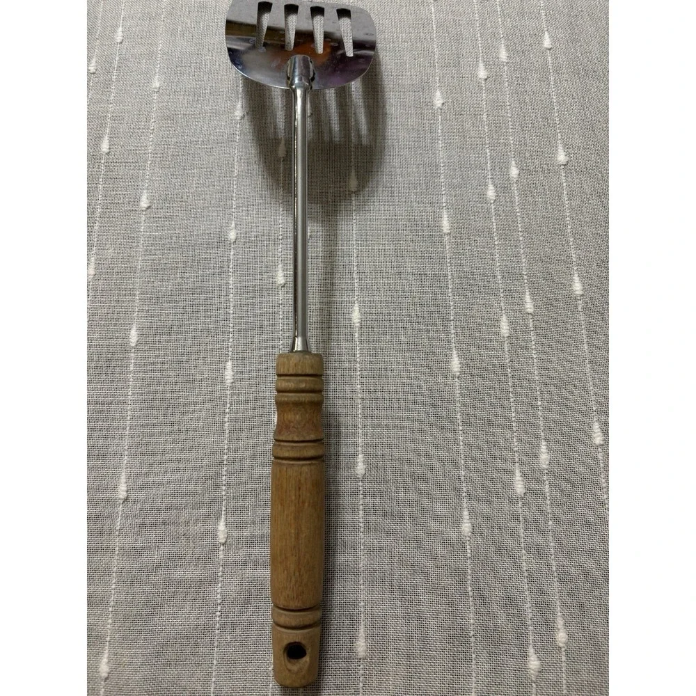 Ecko Eternal Stainless Steel Slotted Vintage Spatula Wood Handle USA Made 13.25